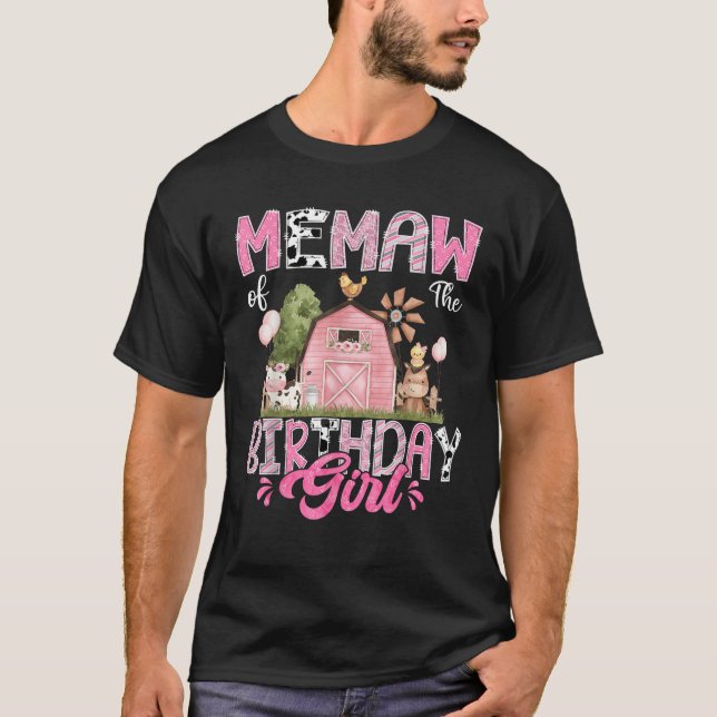Memaw Of The Birthday Girl 1St Birthday Pink Cow F T-Shirt (Vorderseite)