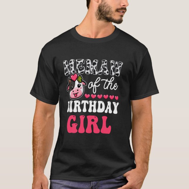 Memaw of the Birthday Girl Funny Cow Familie Match T-Shirt (Vorderseite)