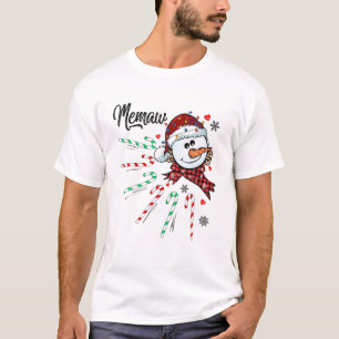 Memaw Snowman Candy Cane Weihnachten Weihnachten W T-Shirt