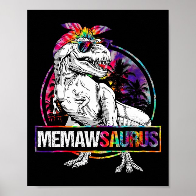 Memawsaurus Dinosaur Memaw Saurus Familie Matching Poster (Vorne)