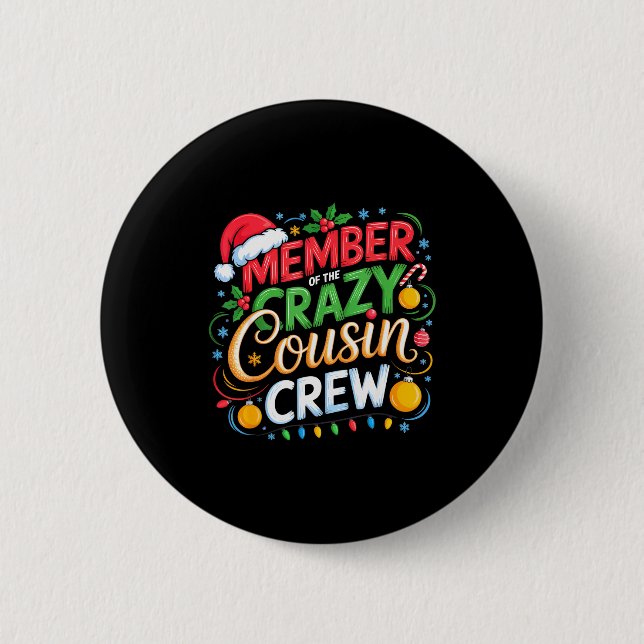 Member Of The Crazy Cousin Crew Christmas Squad Bi Button (Vorderseite)
