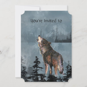 Memberservice Einladen von Watercolor Howling Wolf Einladung