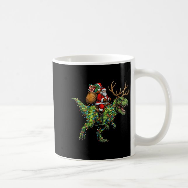 Meme 67 Christmas Santa Riding Dinosaur T Rex Boys Kaffeetasse (Rechts)