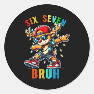 Meme 6 7 Rentiere Dabbing Sechs Sieben Bruh Für Mä Runder Aufkleber