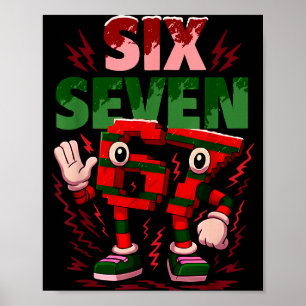 Meme 6 7 Sechs Sieben Italienischer Brainrot Weihn Poster