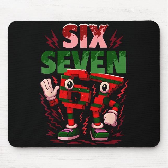 Meme 6 7 Six Seven Italian Brainrot Christmas Red  Mousepad (Vorne)