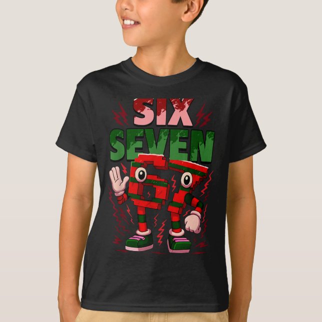 Meme 6 7 Six Seven Italian Brainrot Christmas Red  T-Shirt (Vorderseite)