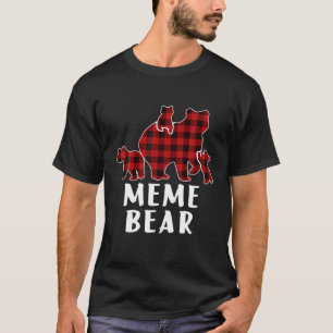 Meme Bear 3 Cubs , Christmas Mama Bear Kariert Paj T-Shirt