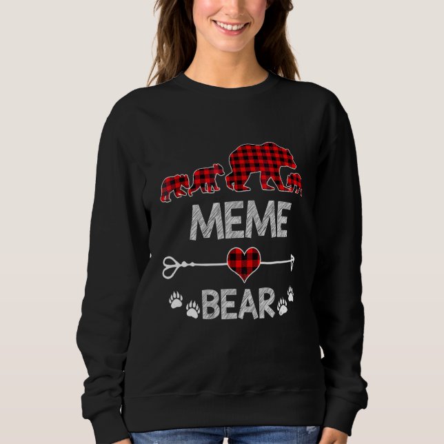Meme Bear Red Buffalo Kariert Meme Bear Pajama Sweatshirt (Vorderseite)