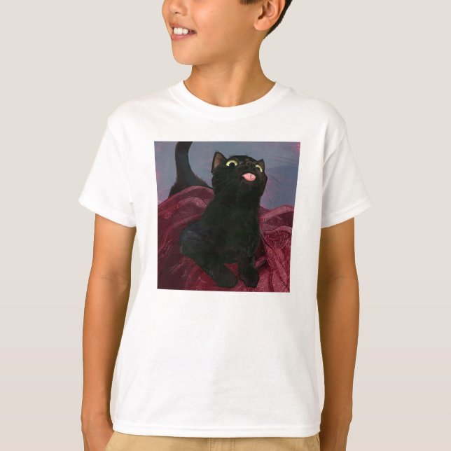 Meme Cat Licking Niedlich Retro T-Shirt (Vorderseite)