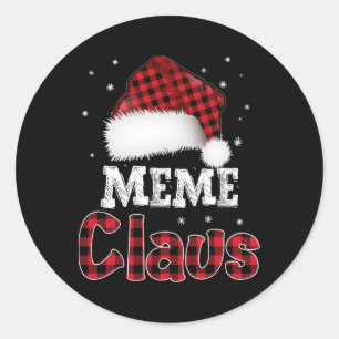 Meme Claus Christmas Red Kariert Pajama Familiensp Runder Aufkleber