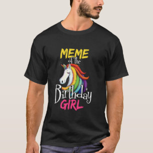 Meme des Geburtstagsmädchens süßes florales Einhor T-Shirt