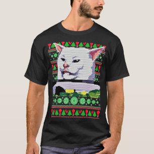 Meme Dress Frau schreien an einer Katze Ugly X mas T-Shirt
