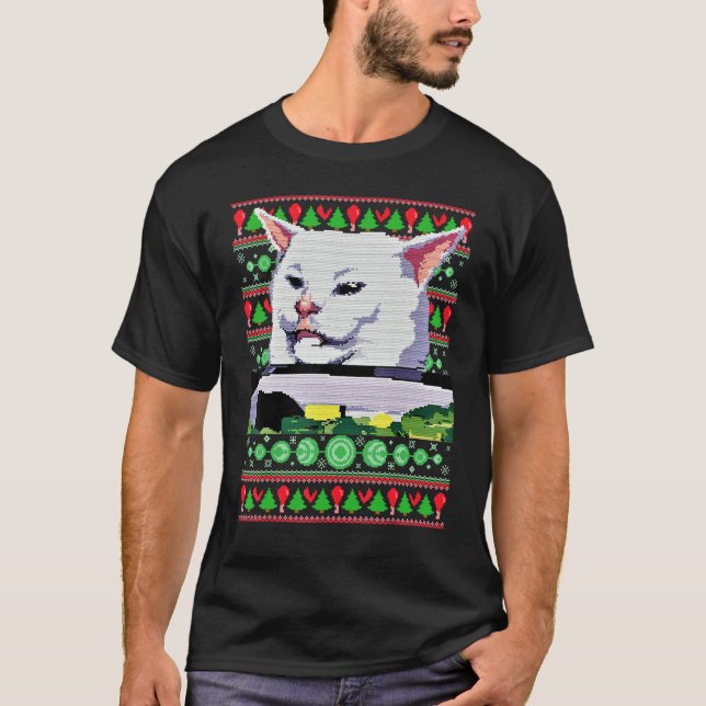 Meme Dress Woman Yelling At A Cat Ugly X mas Sweat T-Shirt (Vorderseite)