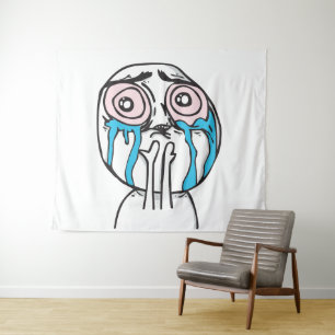 Meme le Me weinen rosa Augen rauchen Wandteppich