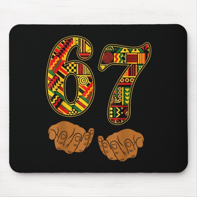 Meme Lustig 6 7 Sechs Sieben Schwarzer Monat der G Mousepad (Vorne)