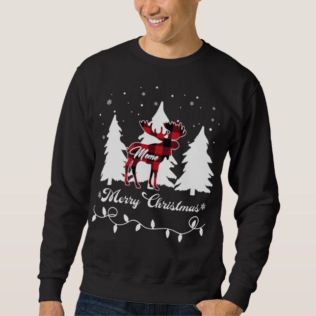 Meme Moose Buffalo Red Plaid Christmas Matching Fa Sweatshirt (Vorderseite)