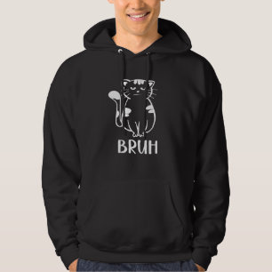 Meme sagt Bruh mit Katze Grüße Teenager Jungen Män Hoodie