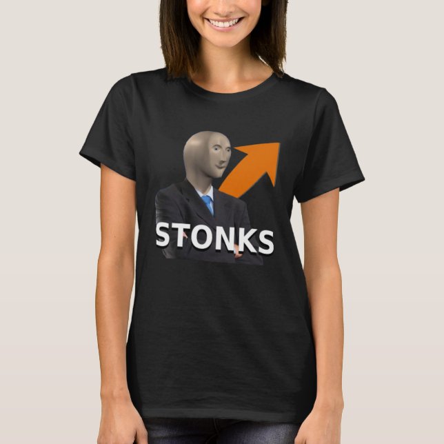 Meme Stonks Man Plus Arrow T-Shirt (Vorderseite)