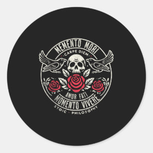 Memento Mori, Amor Fati, Stoic Quote Philosophie Runder Aufkleber