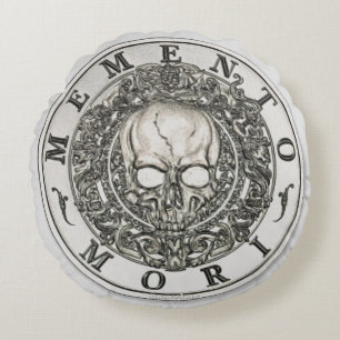 Memento Mori Carpe Diem silberne Runde Rundes Kissen