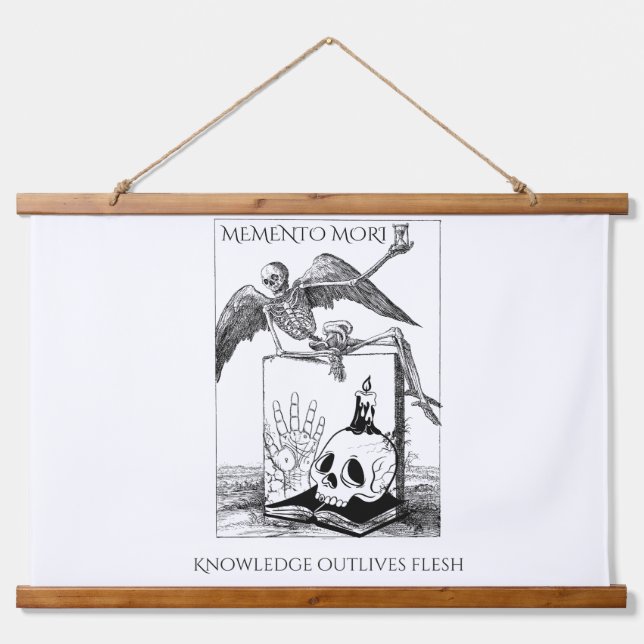 Memento Mori Dark Academia Wandteppich Mit Holzrahmen (Vorne)
