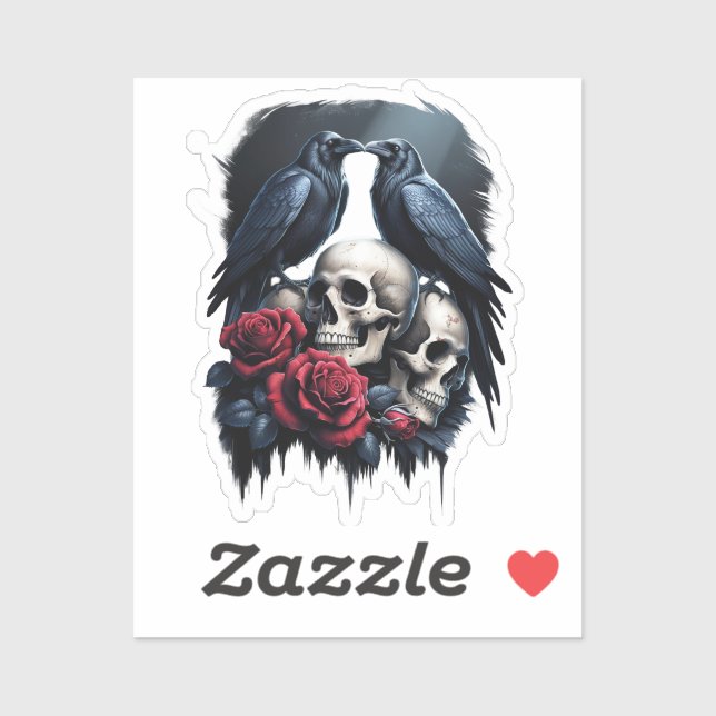 Memento Mori: Eine dunkle Blumenkomposition mit Ra Aufkleber (Blatt)