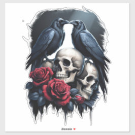 Memento Mori: Eine dunkle Blumenkomposition mit Ra Aufkleber