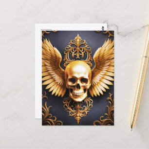 Memento Mori Golden Gothic Skull Sigil Postkarte