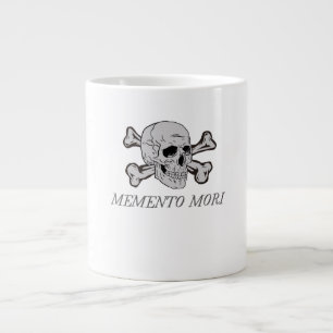 Memento Mori Grauer Totenkopf und Kreuzknochen Jumbo-Tasse