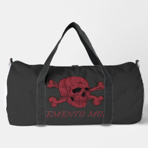 Memento Mori Karmesinroter Totenkopf und gekreuzte Duffle Bag