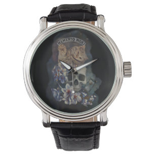 Memento-Mori-Katze Armbanduhr