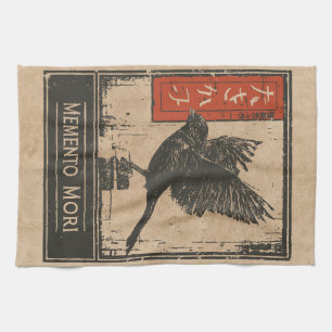 Memento Mori Krähenkunst Wabi Sabi Stoisches Des Geschirrtuch