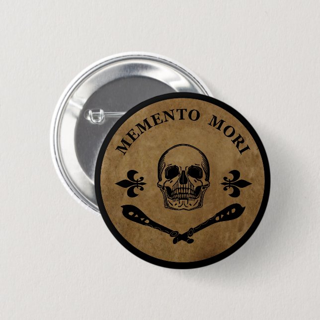 Memento Mori lateinische Sprüche Button (Vorne & Hinten)