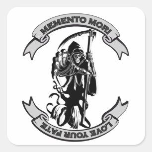 MEMENTO MORI Liebe Ihr Schicksal Grimmig Sensenman Quadratischer Aufkleber