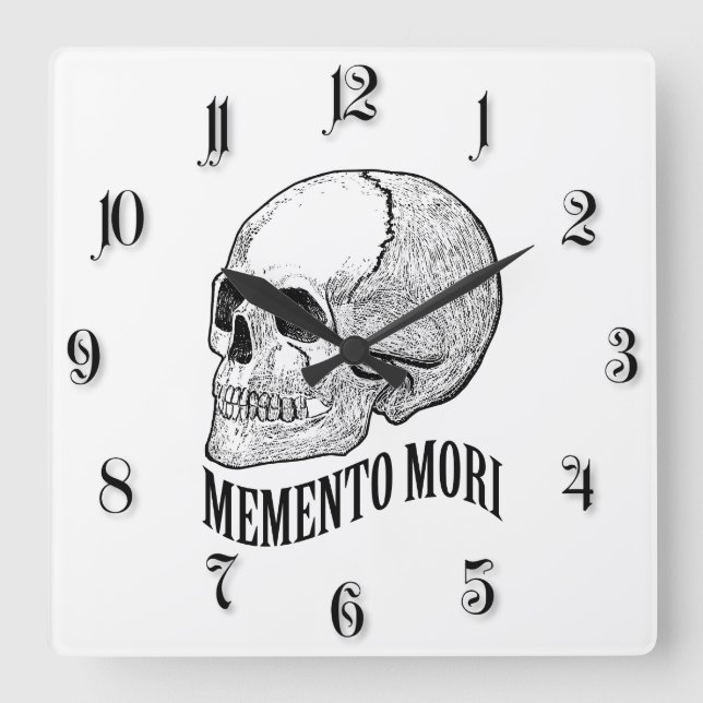 Memento mori quadratische wanduhr (Vorderseite)