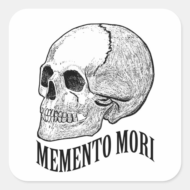 Memento mori quadratischer aufkleber (Vorderseite)