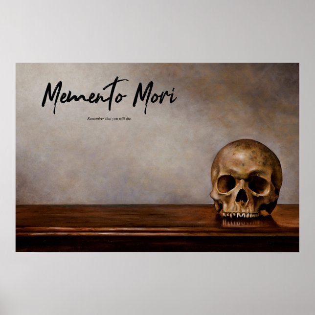 Memento Mori - Schädel am Tisch Poster (Vorne)