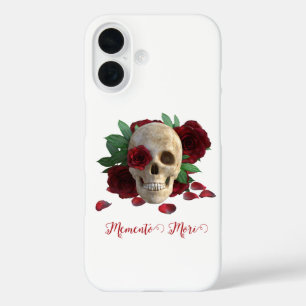 Memento Mori. Schädel mit rote Rosen iPhone 16 Hülle