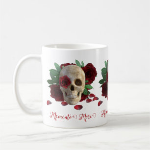 Memento Mori. Schädel mit rote Rosen Kaffeetasse