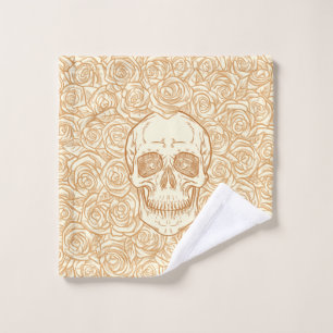 Memento Mori! Schädel und Rose, handgezeichnet Badhandtuch Set