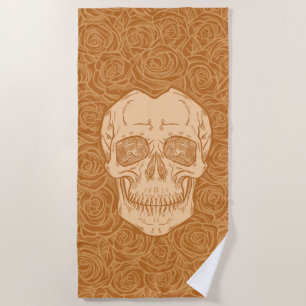 Memento Mori! Schädel und Rose, handgezeichnet Strandtuch