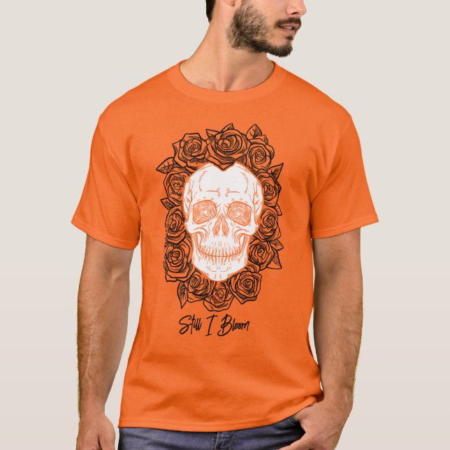 Memento Mori! Schädel und Rose, handgezeichnet T-Shirt (Vorderseite)