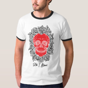 Memento Mori! Schädel und Rose, handgezeichnet T-Shirt