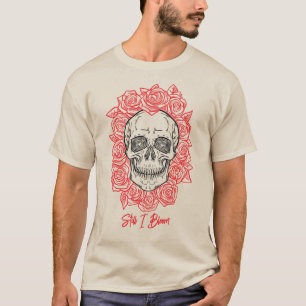 Memento Mori! Schädel und Rose, handgezeichnet T-Shirt