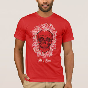 Memento Mori! Schädel und Rose, handgezeichnet T-Shirt