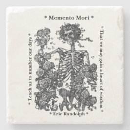 Memento Mori Skeleton Rose Personalisiert Steinuntersetzer
