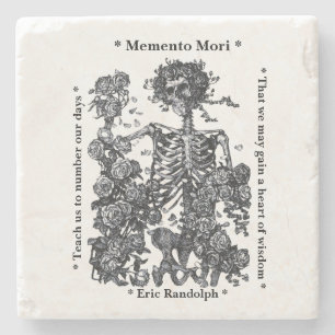 Memento Mori Skeleton Rosen personalisiert Steinuntersetzer