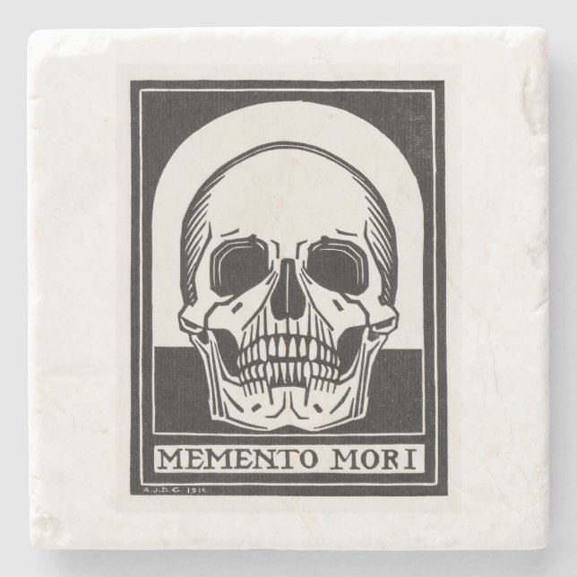 Memento Mori Skull Art Steinuntersetzer (Vorderseite)