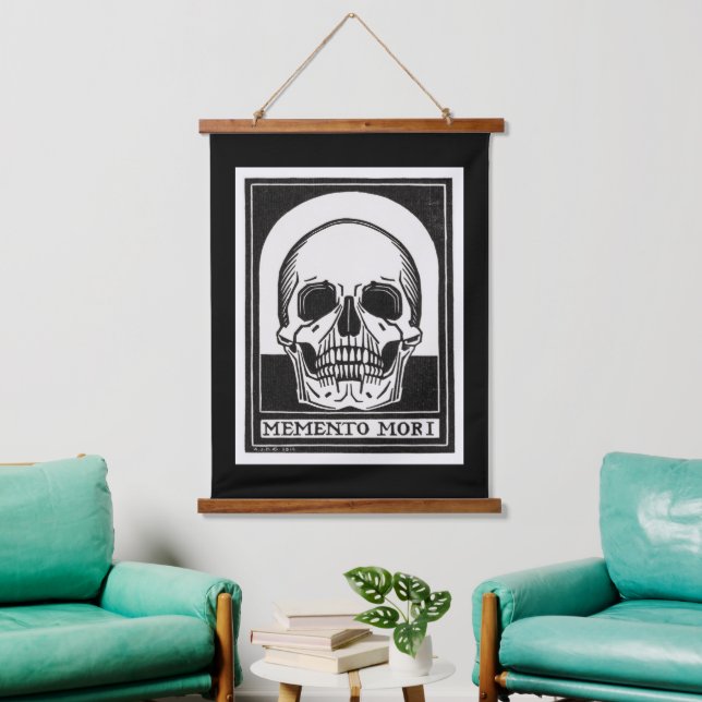 Memento Mori Skull Art Wandteppich Mit Holzrahmen (Wohnzimmer)